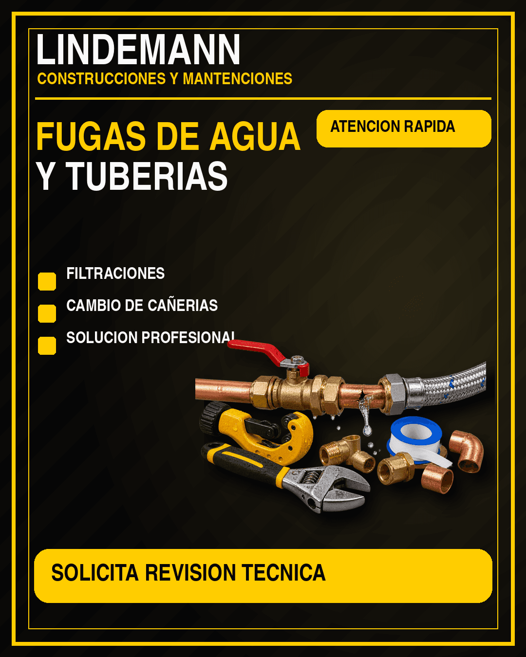 Poster de fugas de agua y tuberías Lindemann