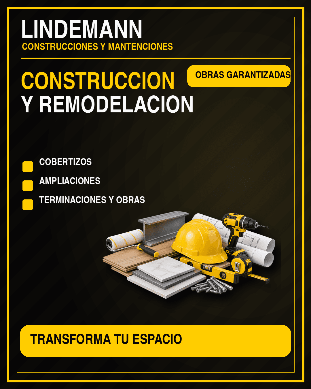 Poster de construcción y remodelación Lindemann